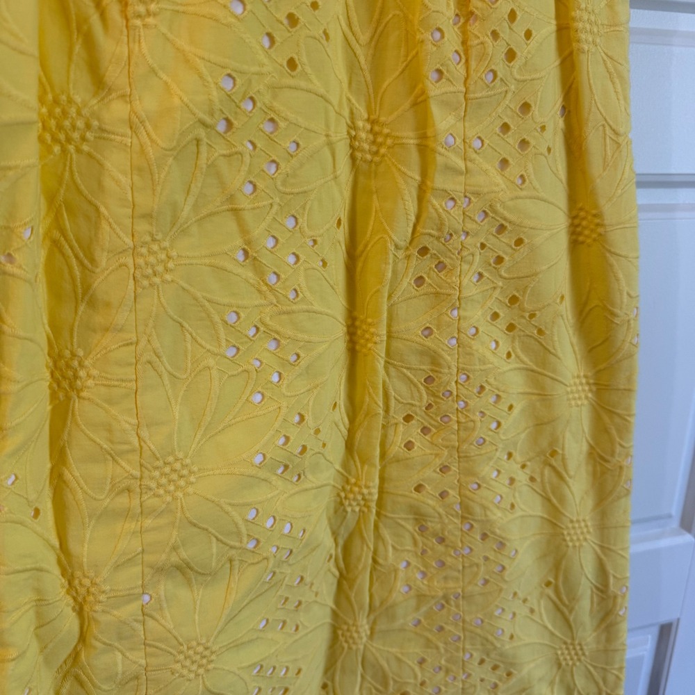 Lilly Pulitzer Annabelle Dress Size 0 Floral Yellow Daisy strapless Eyelet - Picture 4 of 11
